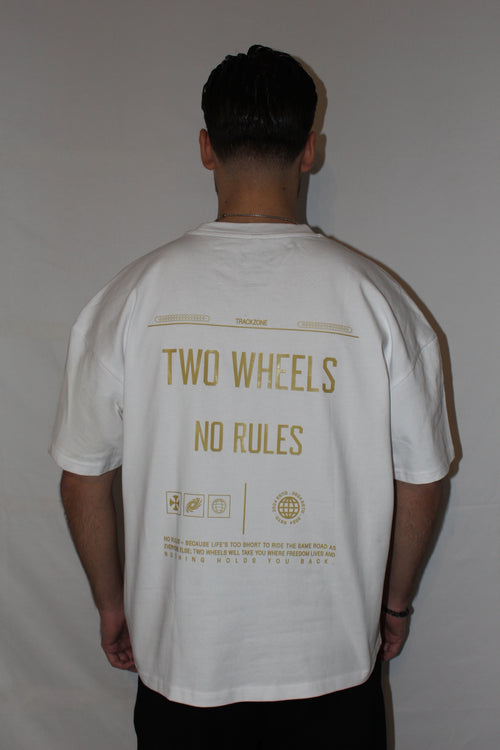 TWO WHEELS NO RULES TEE WHITE