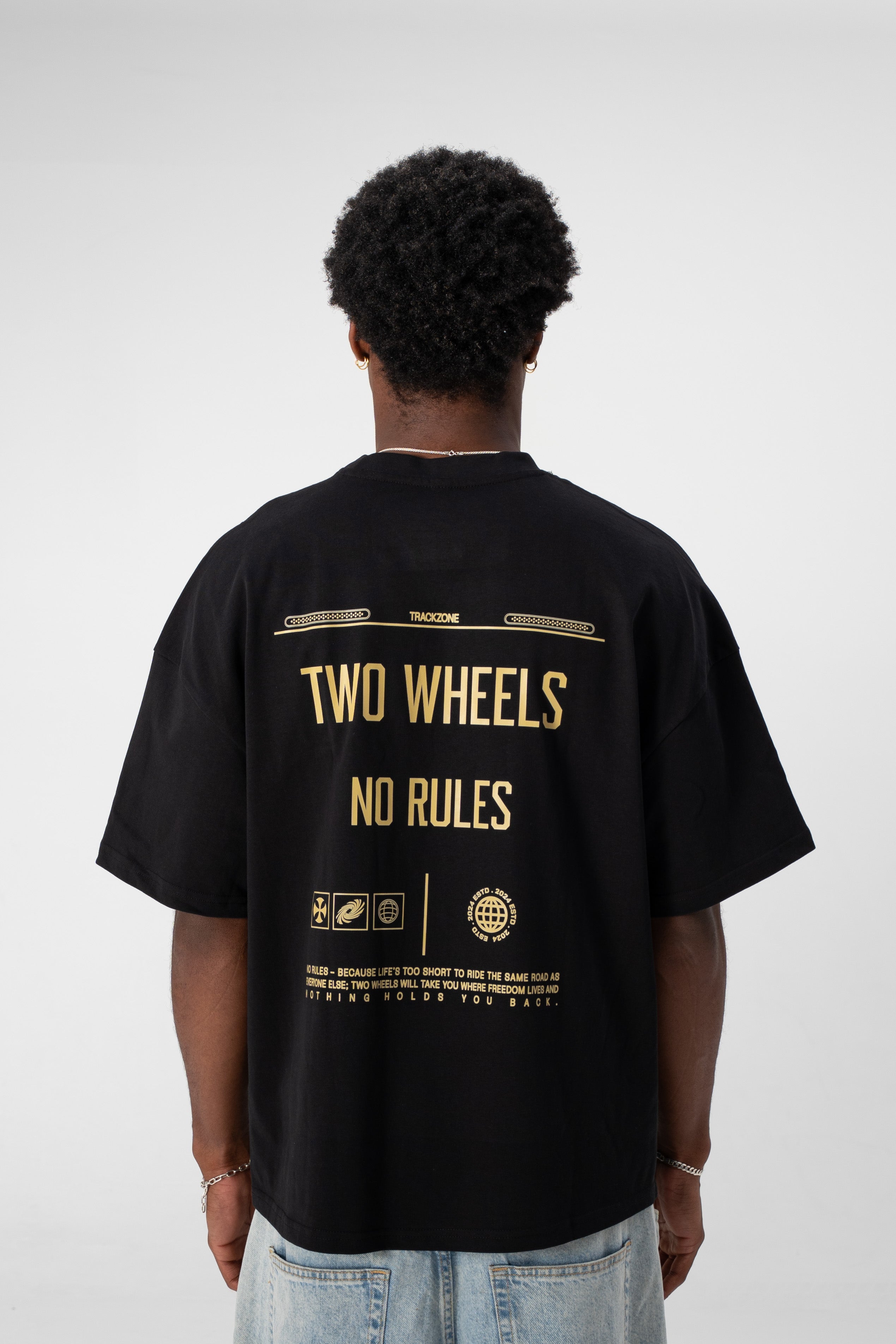 TWO WHEELS NO RULES TEE BLACK